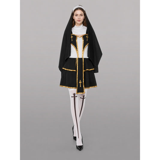 Ceremonial Vestment with a Cross and Gold Trim front view