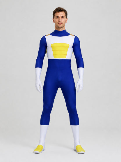 Vegeta Costume from Dragon Ball: Cosplay Jumpsuit on-model view
