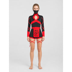 Ninja Cosplay Costume with Mask, Black and Red