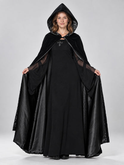 Black Carnival Costume with Cape and Hood