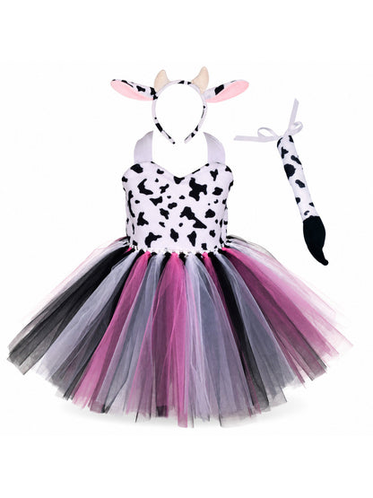 Baby Girls Halloween Animal Cosplay Costume Kids Forest Theme Giraffe Cows Tiger
