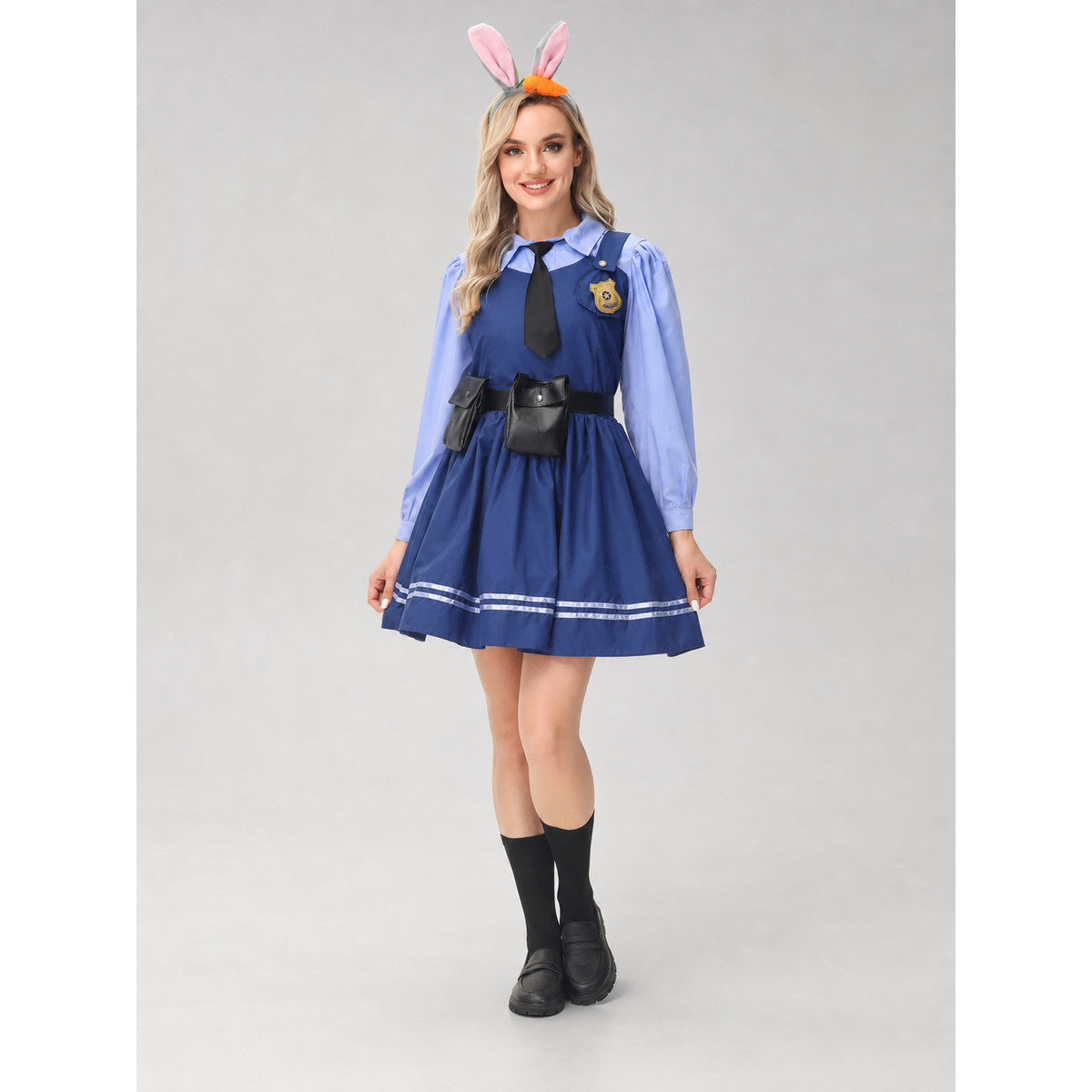 Police Costume with Skirt, Tie, and Badge