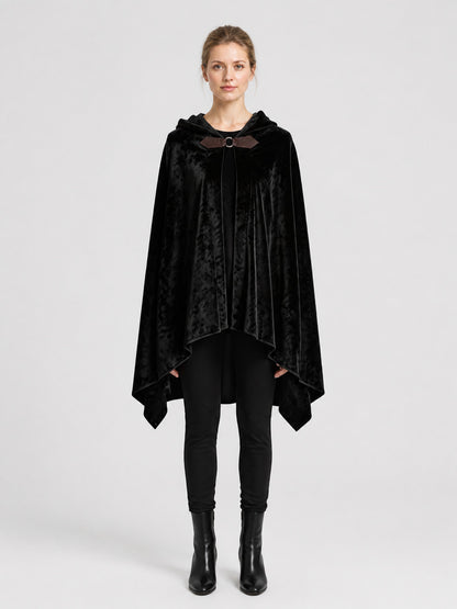 Hooded Cosplay Cloak, Longer in Back, with Bow on-model view