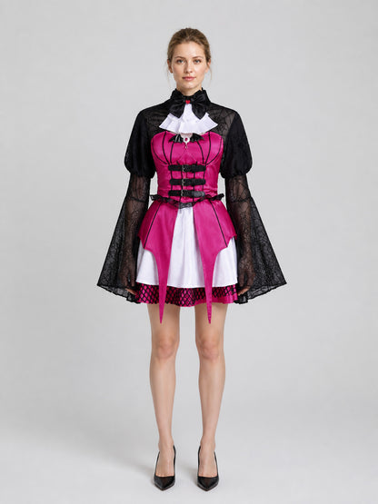 Monster High Draculaura cosplay dress with corset and bow on-model view