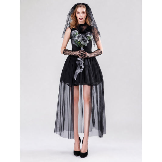 Women's Ghost Bride Halloween Costume on-model view