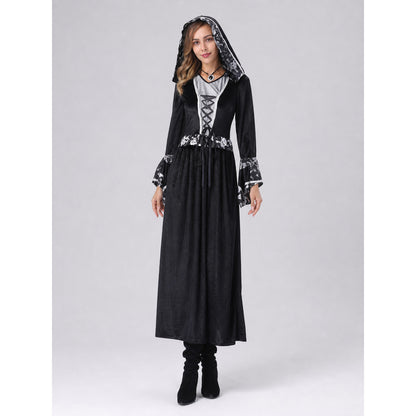 Black Hooded Witch Costume for Cosplay and Halloween
