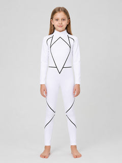 Carly Prasad Cosplay Jumpsuit, White with Black Lines