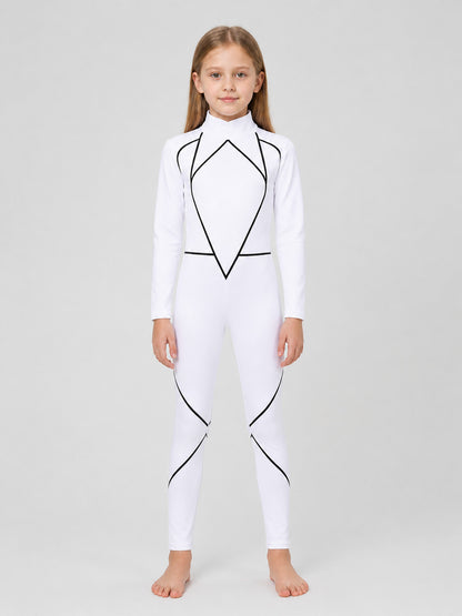 Carly Prasad Cosplay Jumpsuit, White with Black Lines