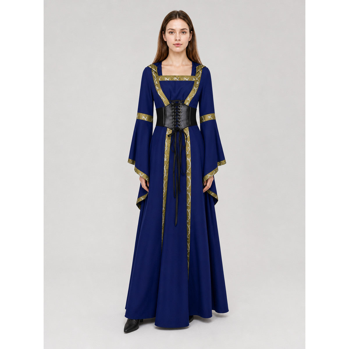Medieval Fantasy Hooded Dress on-model view