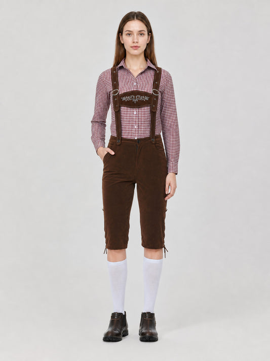 Historical Costume with Suspenders, Shirt, and Hat on-model view