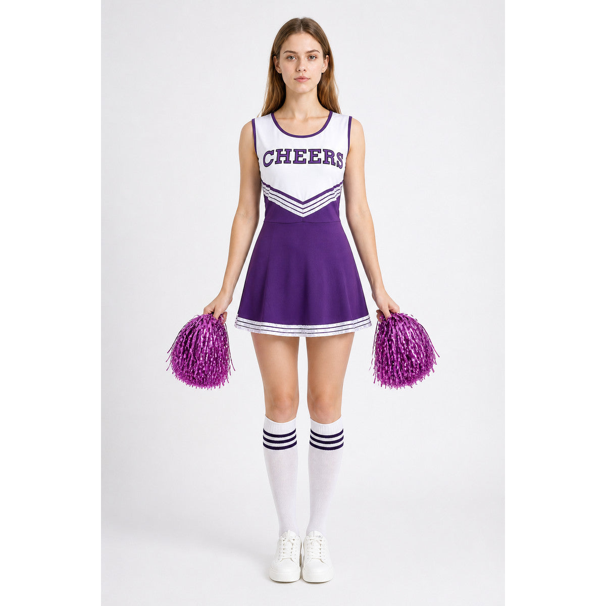 Cheerleading Costume with Pom-Poms and Knee-High Socks main product view