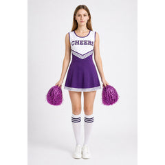 Cheerleading Costume with Pom-Poms and Knee-High Socks