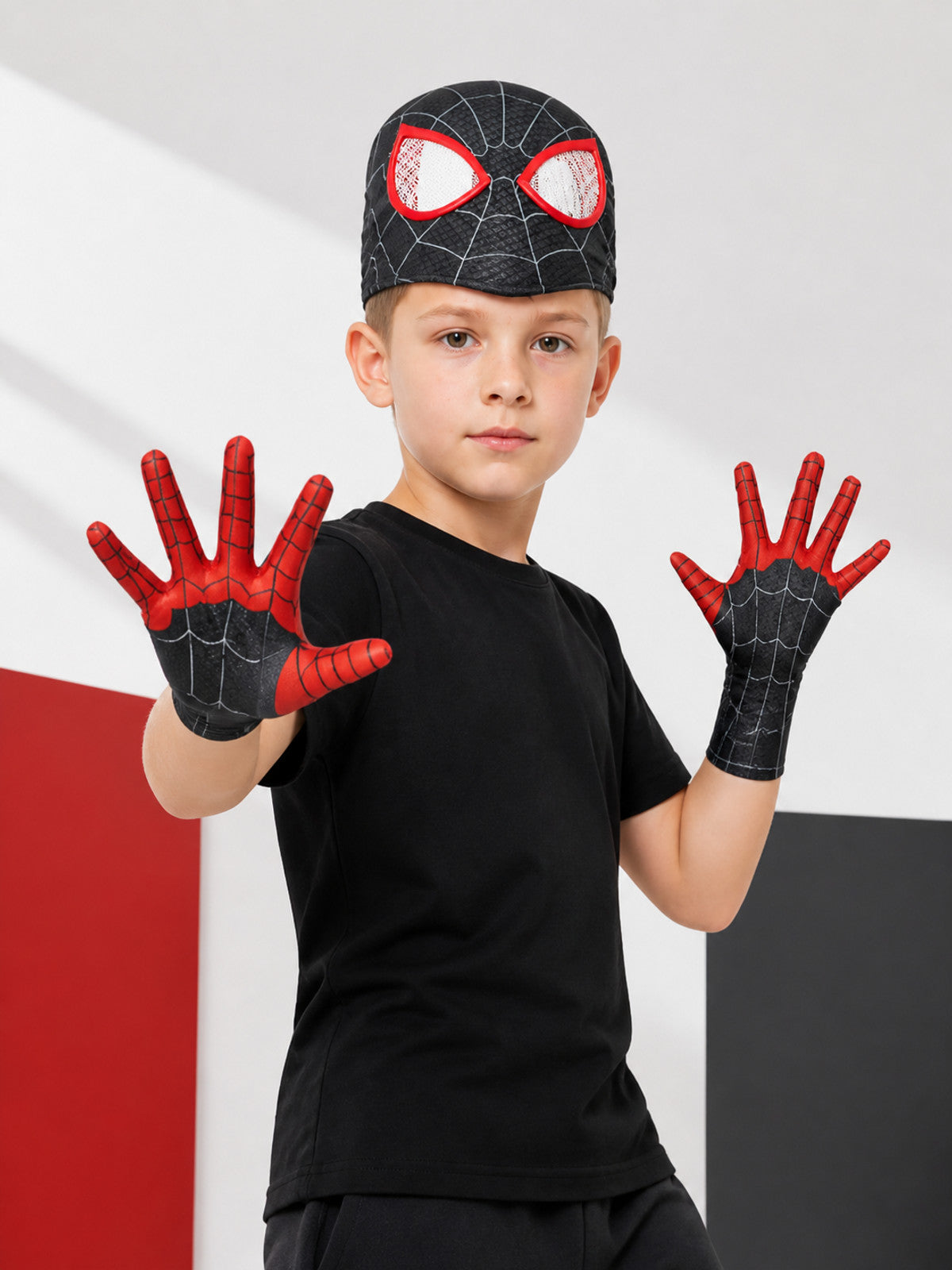 Black and Red Cosplay Mask with Gloves
