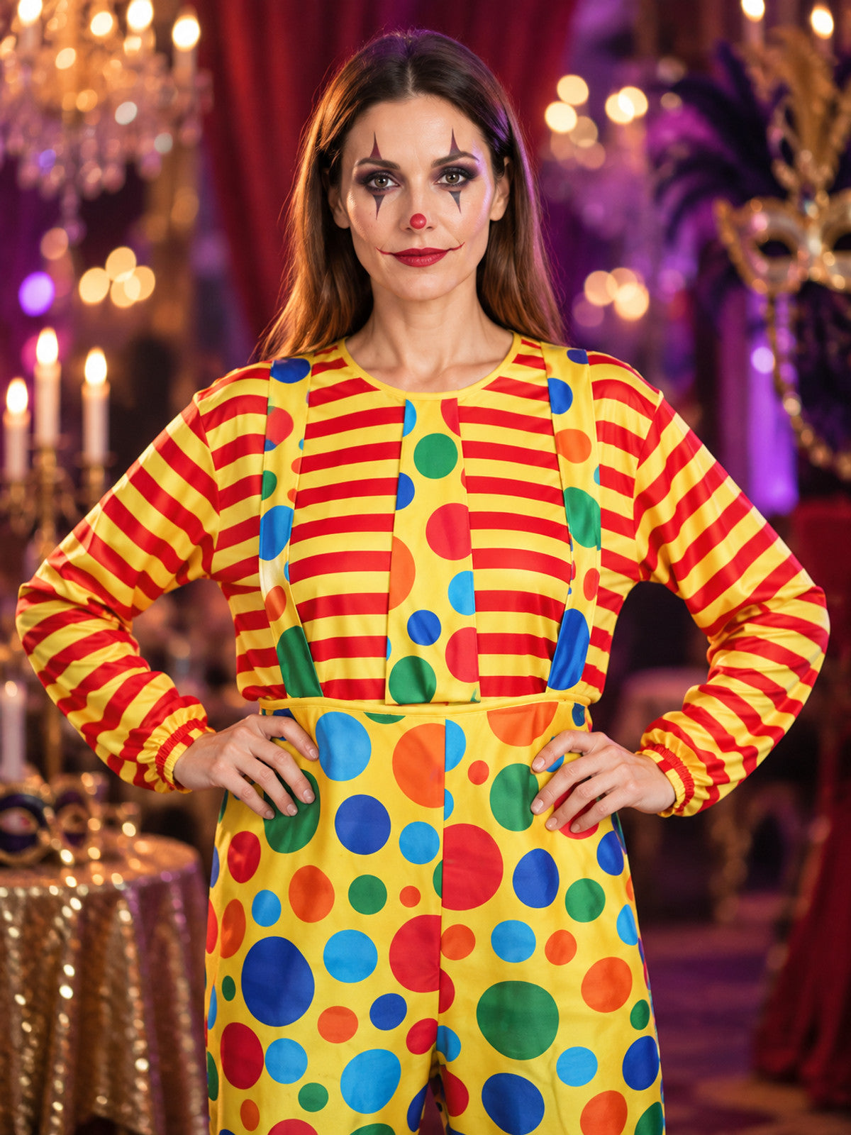 Adult Clown Costume with Suspenders