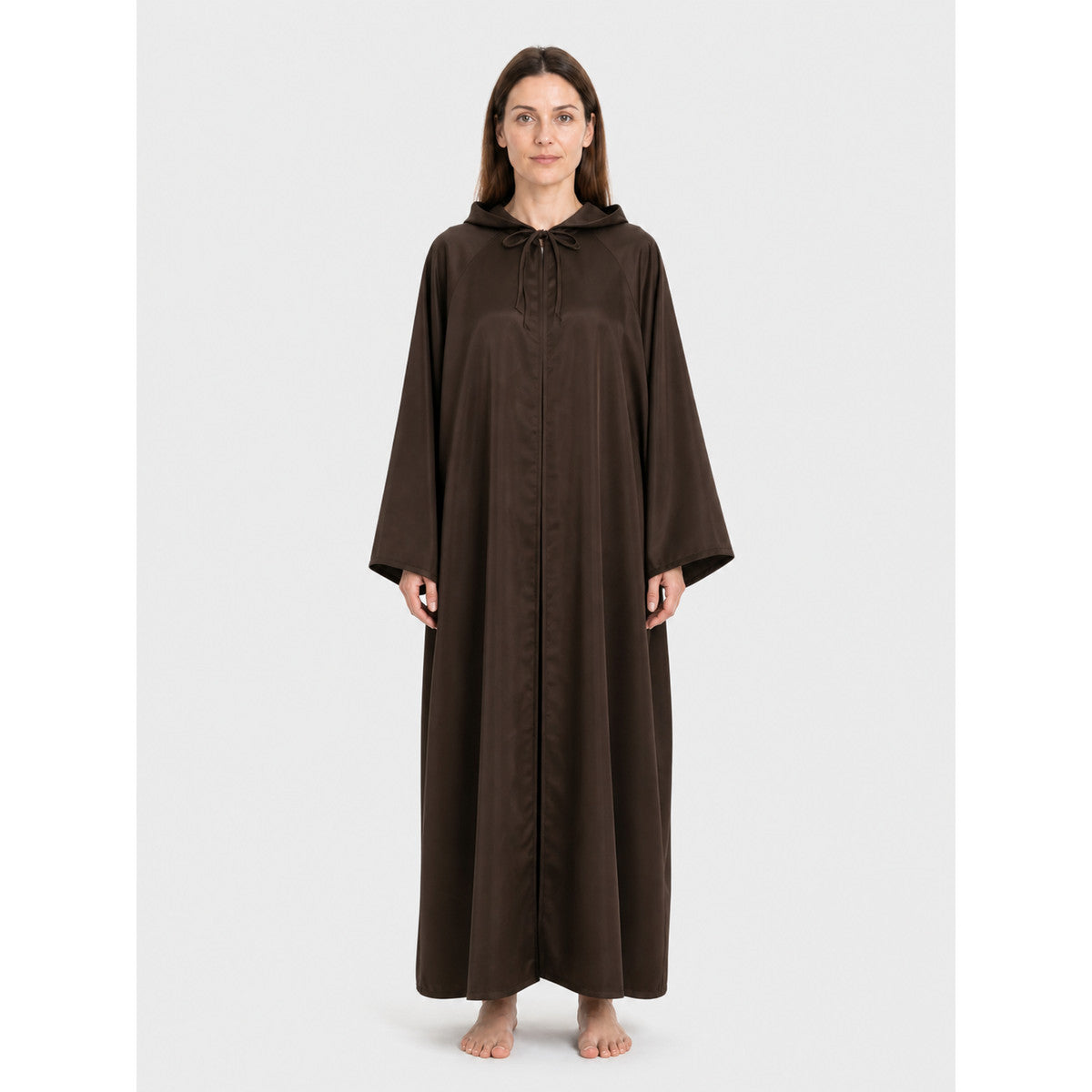Long Hooded Jedi Cloak for Star Wars Cosplay on-model view