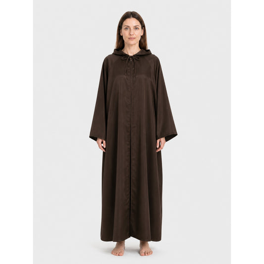 Long Hooded Jedi Cloak for Star Wars Cosplay on-model view