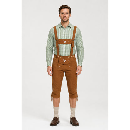 Bavarian Costume with Plaid Shirt and Suspenders main product view