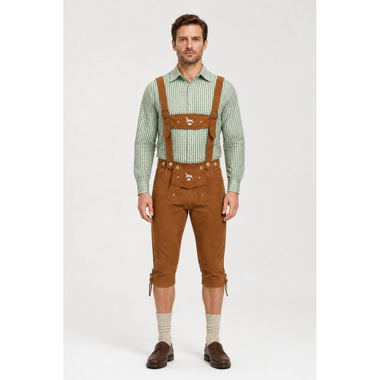 Bavarian Costume with Plaid Shirt and Suspenders main product view