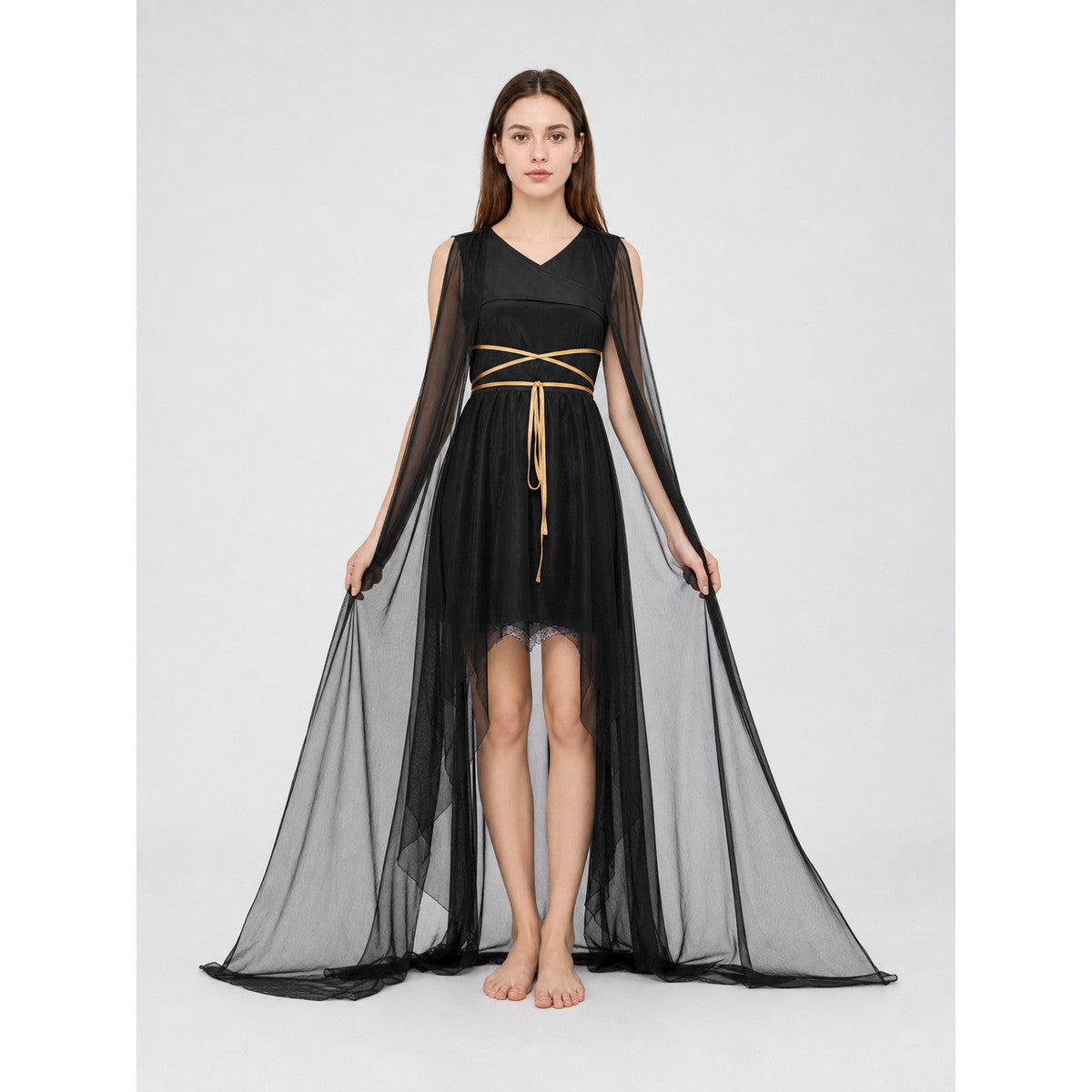 Greek-Style Costume with Black Dress and Gold Belt