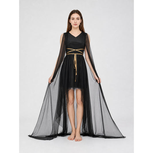 Greek-Style Costume with Black Dress and Gold Belt