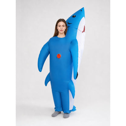 Blue Inflatable Shark Costume, One Size on-model view