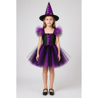Children's Witch Costume with Dress and Hat, Purple main product view