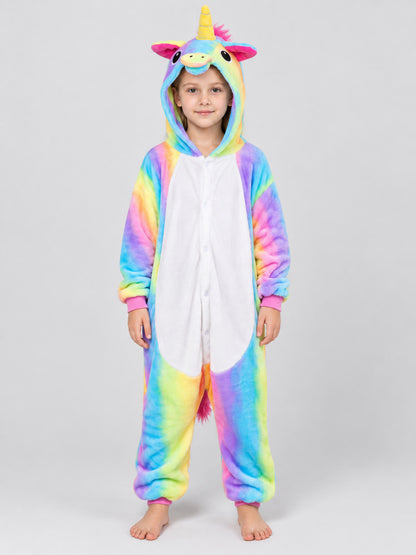 Flannel One-Piece Pajama with Unicorn Hood