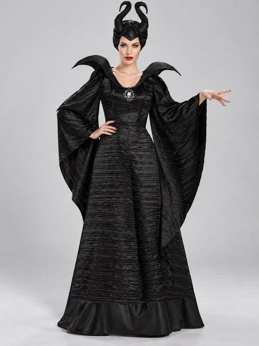 Carnival costume: black dress, horned headpiece