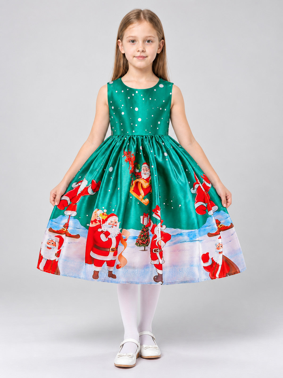 Children's Holiday Dress with Christmas Print