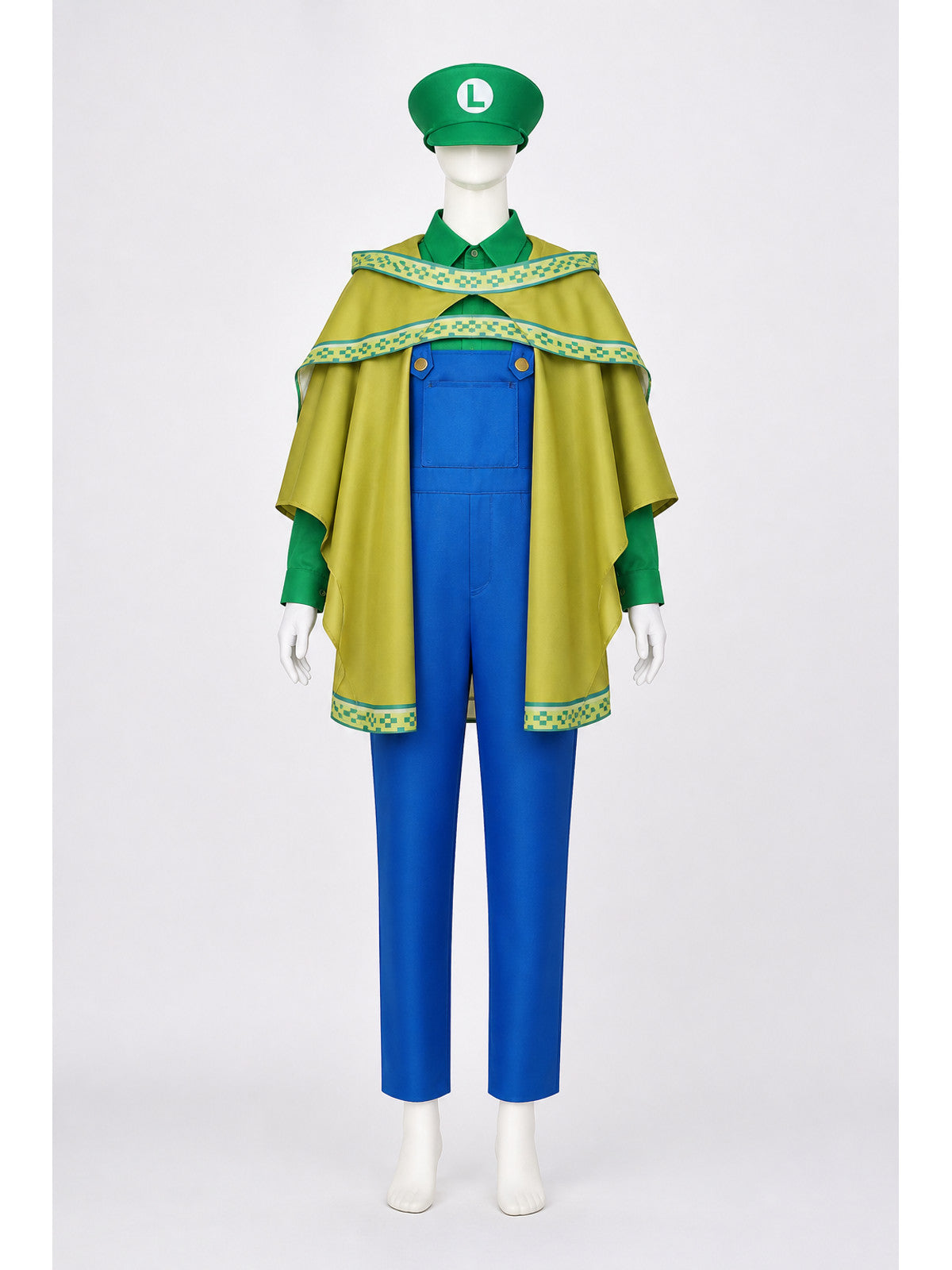 Luigi Cosplay Costume with Cape and Hat main product view