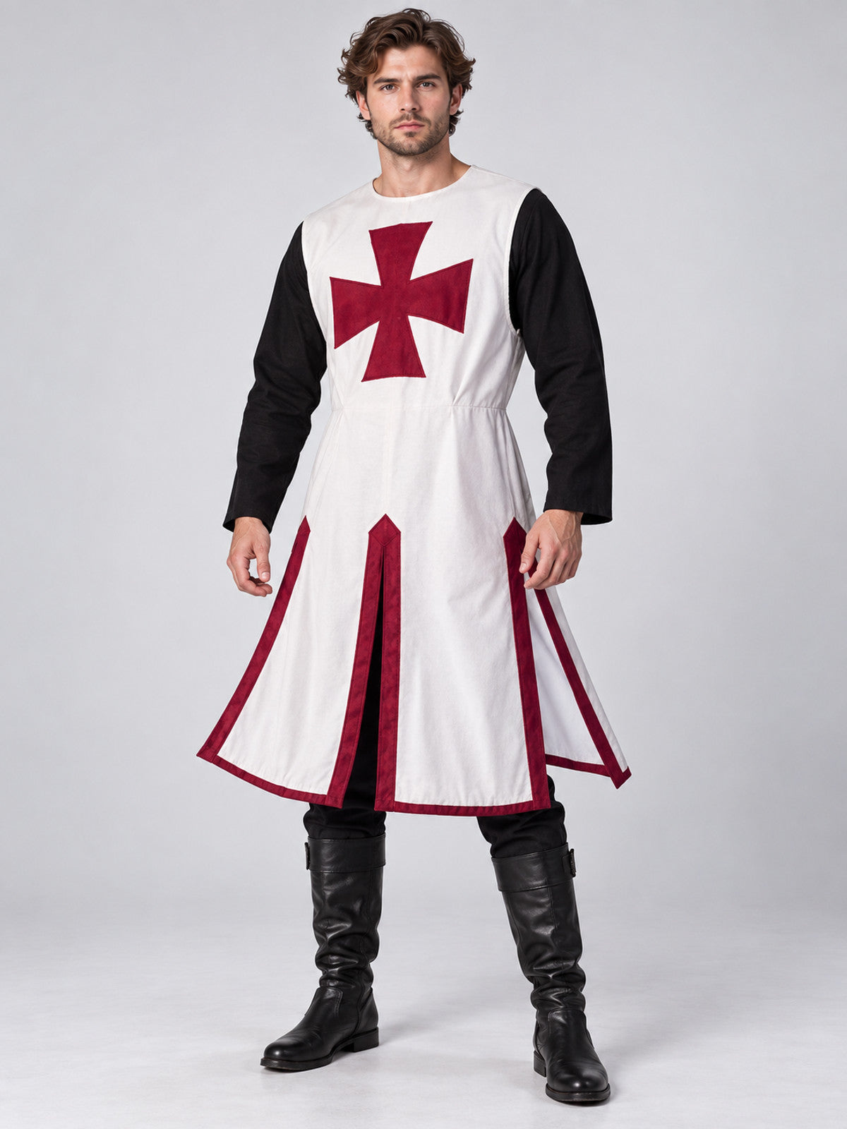 Medieval Tunic Wine with Cross and Trim