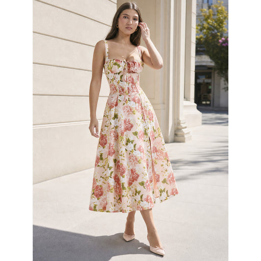 Women's spaghetti-strap dress with a floral print