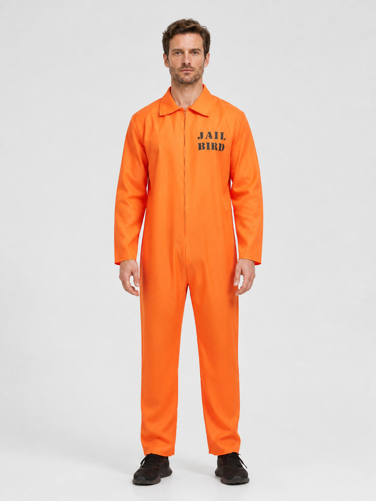 Orange Prisoner Jumpsuit with "Jail Bird" Lettering