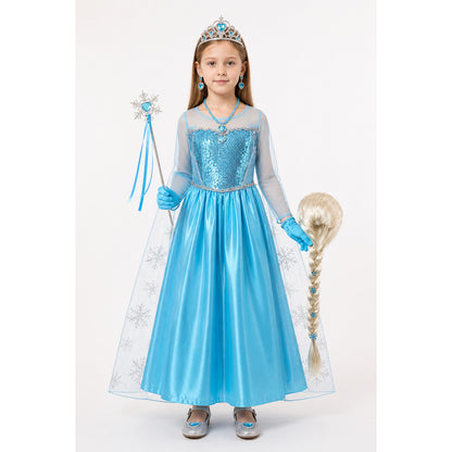 Elsa Costume with Dress, Crown, and Accessories main product view