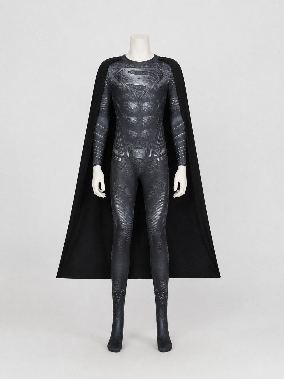 Superman Costume: Black Jumpsuit with Cape for Cosplay on-model view