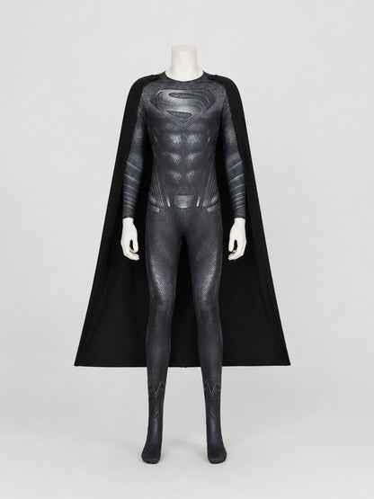 Superman Costume: Black Jumpsuit with Cape for Cosplay on-model view