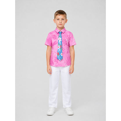 Children's costume: shirt, pants, tie, tropical print