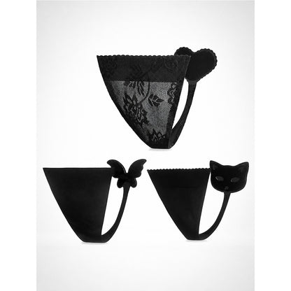 Black thong panties, 3 designs, size S