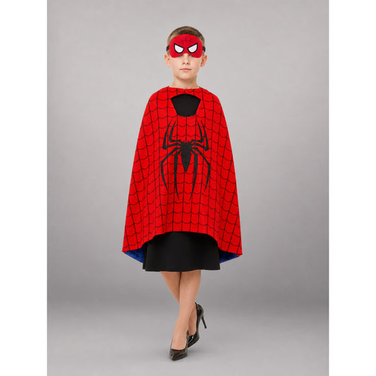 Red carnival cape with mask and spiderweb