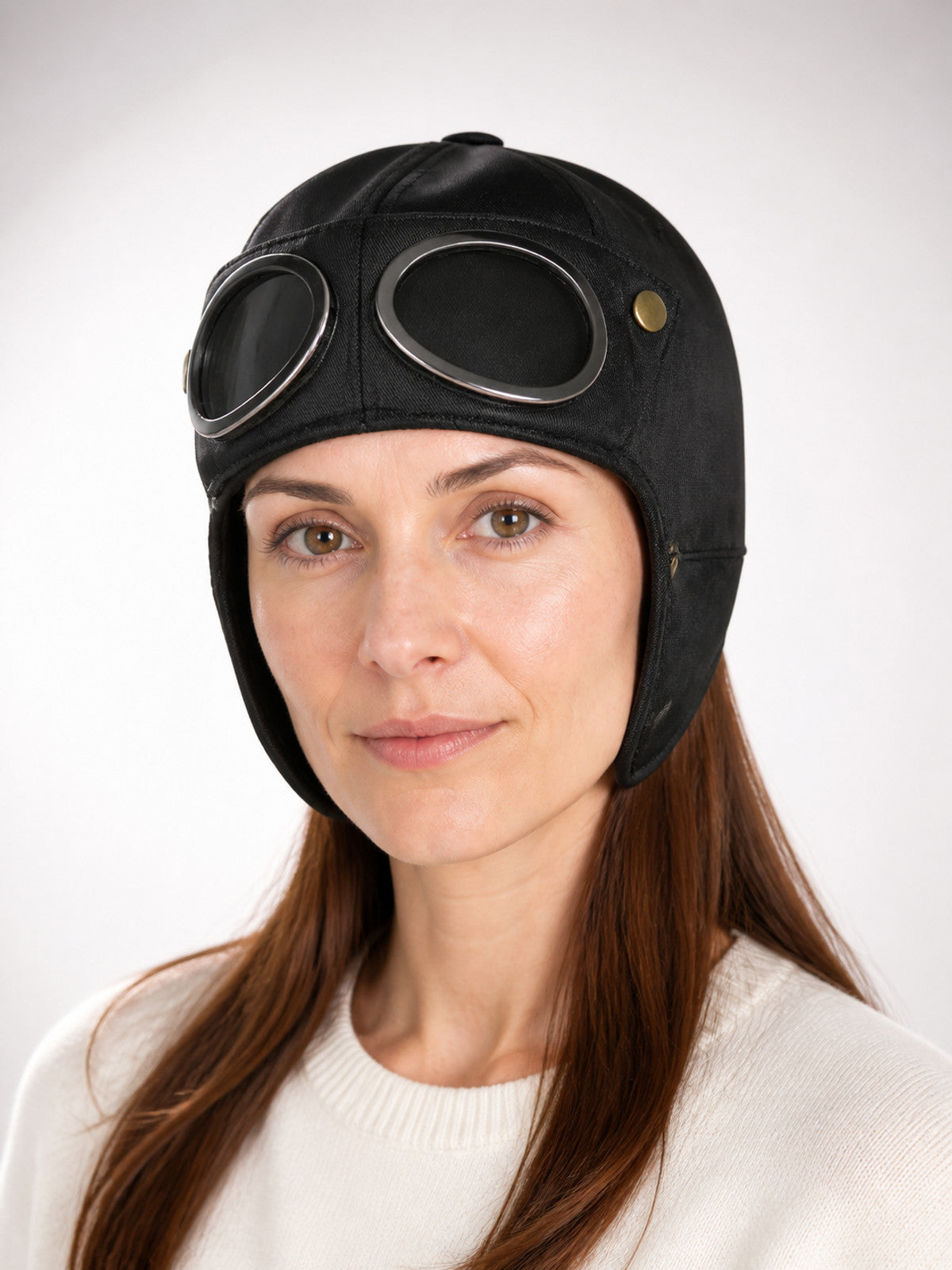 Black Pilot Hat with Goggles for Costumes main product view