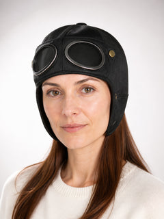 Black Pilot Hat with Goggles for Costumes