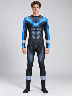 Batman Cosplay Costume Blue Jumpsuit with Muscle Simulation