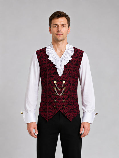 Costume Vest with Jabot and Decorative Chain on-model view