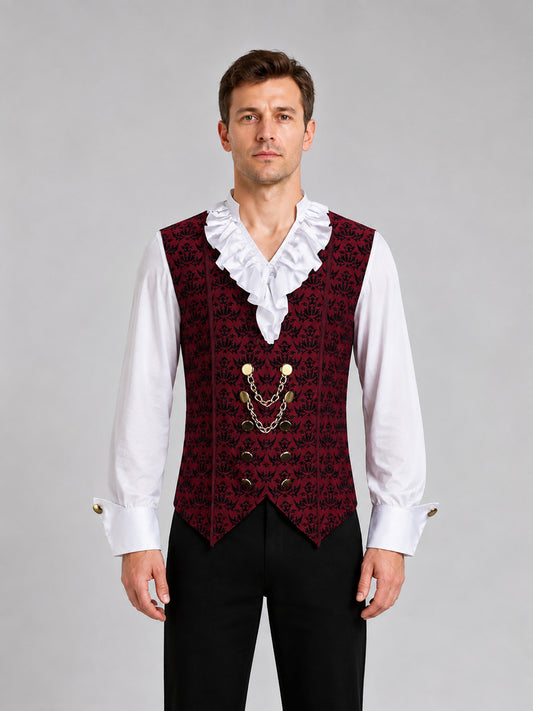 Costume Vest with Jabot and Decorative Chain on-model view