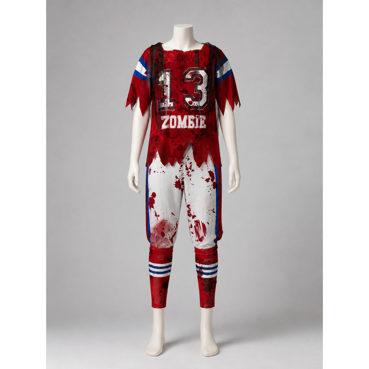 Zombie Sports Costume with a 13 Print and Bloody Streaks