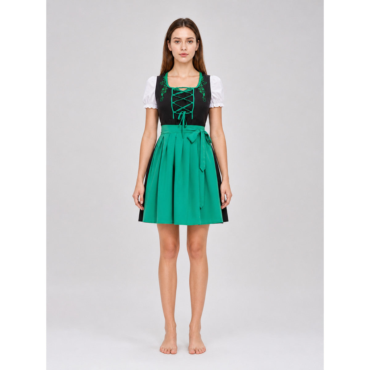 Alpine-Style Dirndl Dress with Apron
