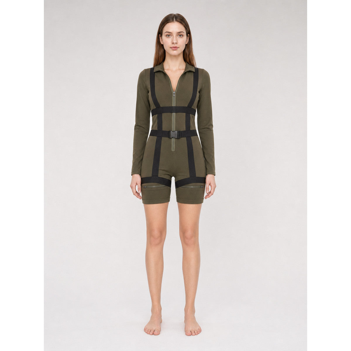 Military-Style Jumpsuit Costume for Parties front view