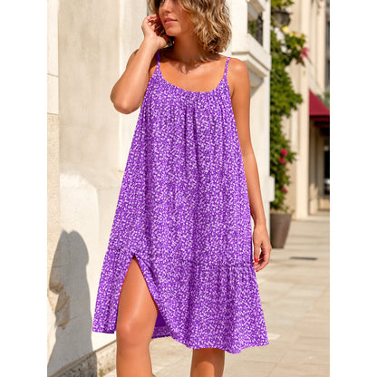 Women's Purple Floral Print Dress