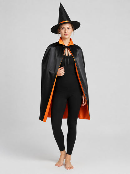 Carnival Costume: Cape and Hat, Black and Orange