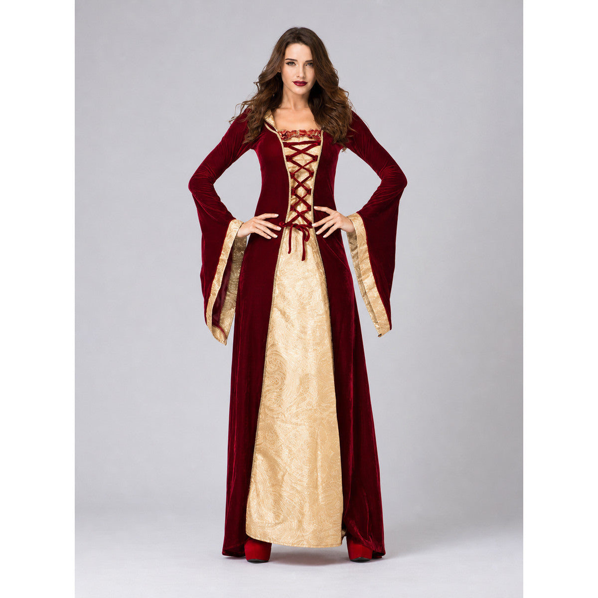 Royal-Style Medieval Carnival Dress on-model view